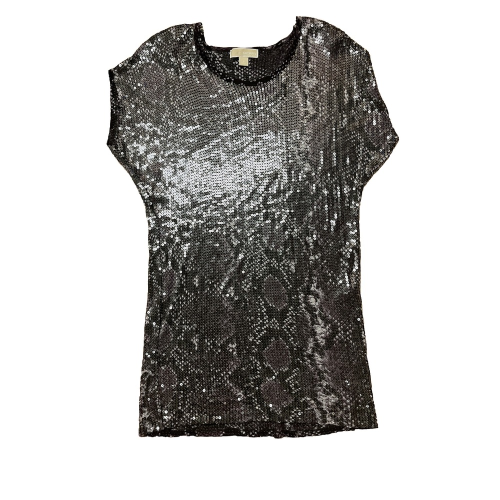 Michael Kors Sequin Mini Dress Purple Python Printed Size Small Holiday Bling